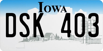 IA license plate DSK403