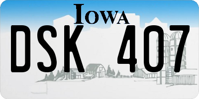 IA license plate DSK407
