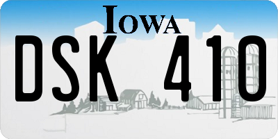 IA license plate DSK410