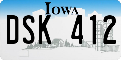 IA license plate DSK412