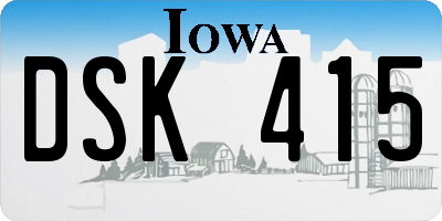 IA license plate DSK415
