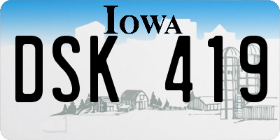 IA license plate DSK419
