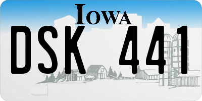 IA license plate DSK441