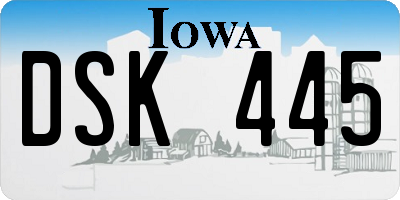 IA license plate DSK445