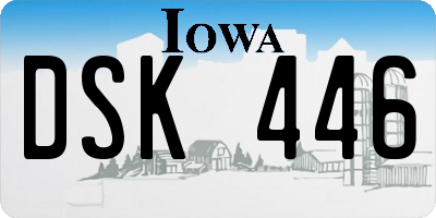 IA license plate DSK446