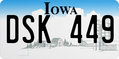 IA license plate DSK449