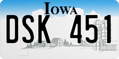 IA license plate DSK451