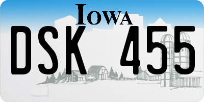 IA license plate DSK455