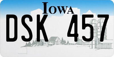 IA license plate DSK457