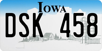 IA license plate DSK458