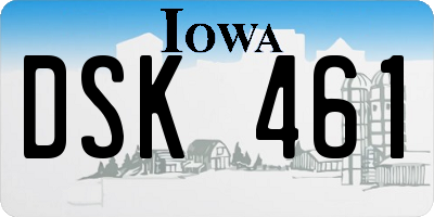 IA license plate DSK461
