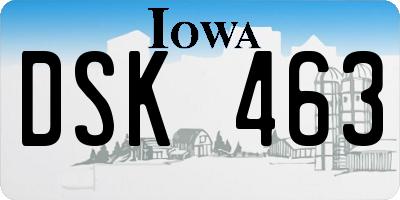 IA license plate DSK463