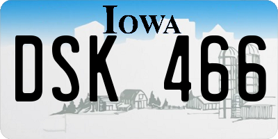 IA license plate DSK466