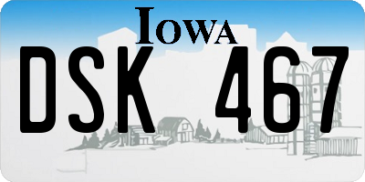 IA license plate DSK467