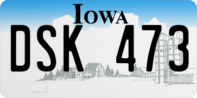 IA license plate DSK473