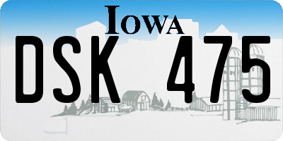 IA license plate DSK475
