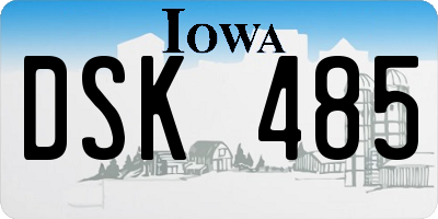 IA license plate DSK485