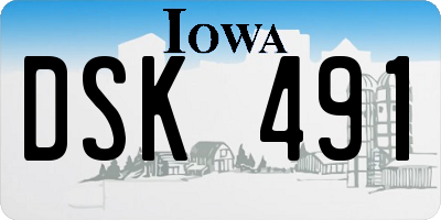 IA license plate DSK491