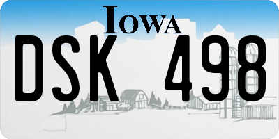 IA license plate DSK498