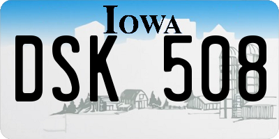 IA license plate DSK508