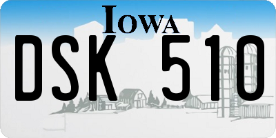 IA license plate DSK510