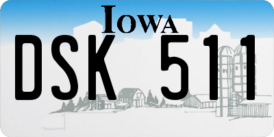IA license plate DSK511
