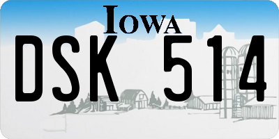 IA license plate DSK514