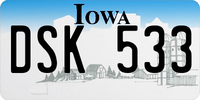 IA license plate DSK533