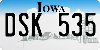 IA license plate DSK535