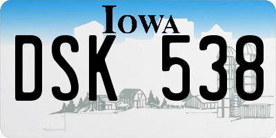 IA license plate DSK538
