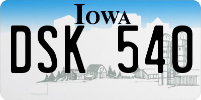 IA license plate DSK540