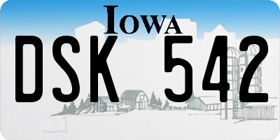 IA license plate DSK542