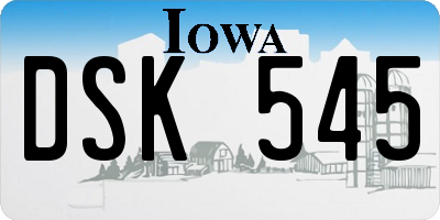 IA license plate DSK545