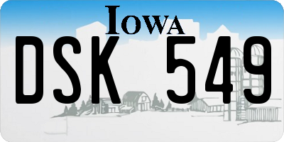 IA license plate DSK549