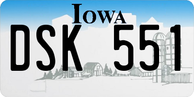 IA license plate DSK551