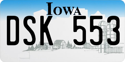IA license plate DSK553