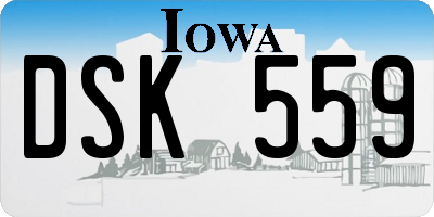 IA license plate DSK559