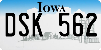 IA license plate DSK562