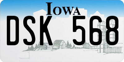 IA license plate DSK568