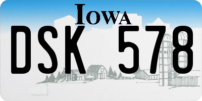 IA license plate DSK578