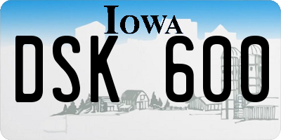 IA license plate DSK600