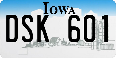 IA license plate DSK601
