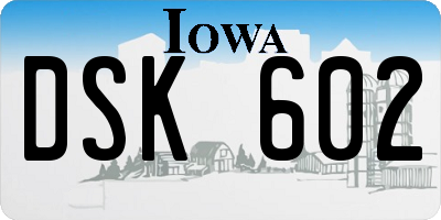 IA license plate DSK602