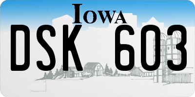 IA license plate DSK603