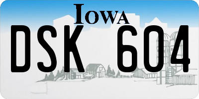 IA license plate DSK604