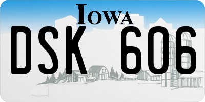 IA license plate DSK606