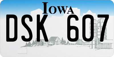 IA license plate DSK607