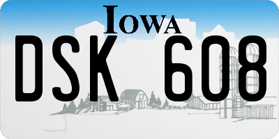 IA license plate DSK608