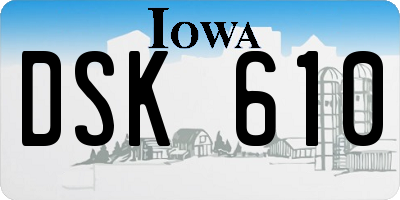 IA license plate DSK610
