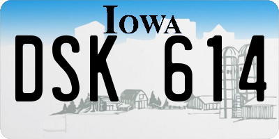 IA license plate DSK614